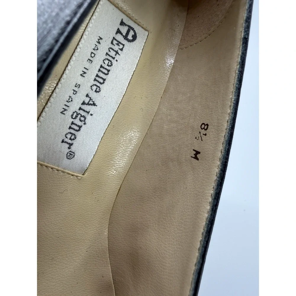 Etienne Aigner Montecarlo Pumps Womens 8.5 Black Excellent‎ Leather Gold Logo